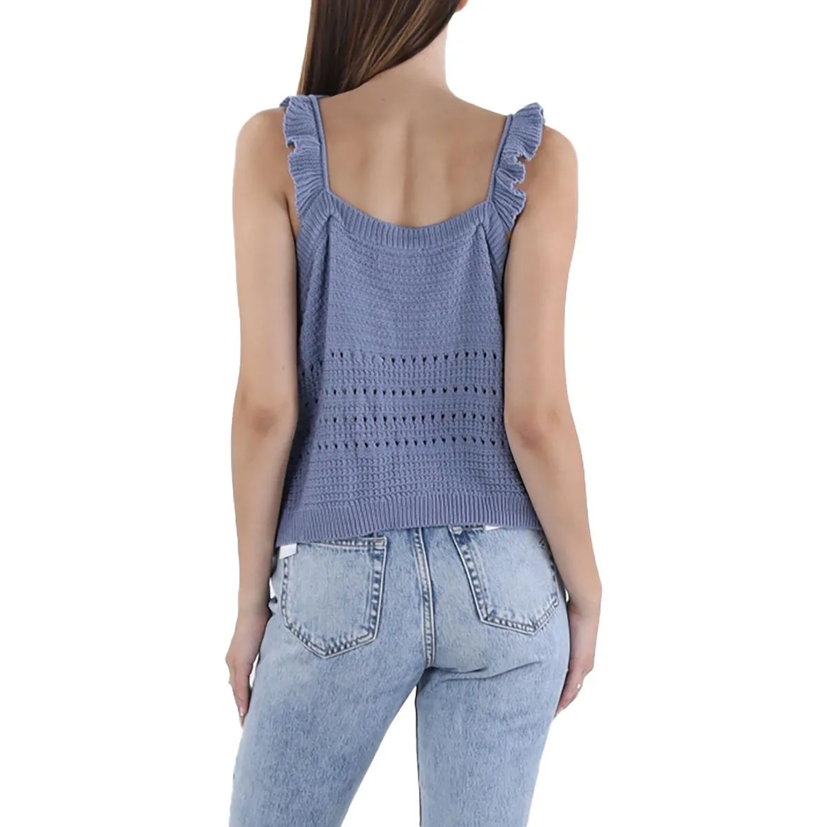 7 For All Mankind Womens Crochet Ruffles Tank Top