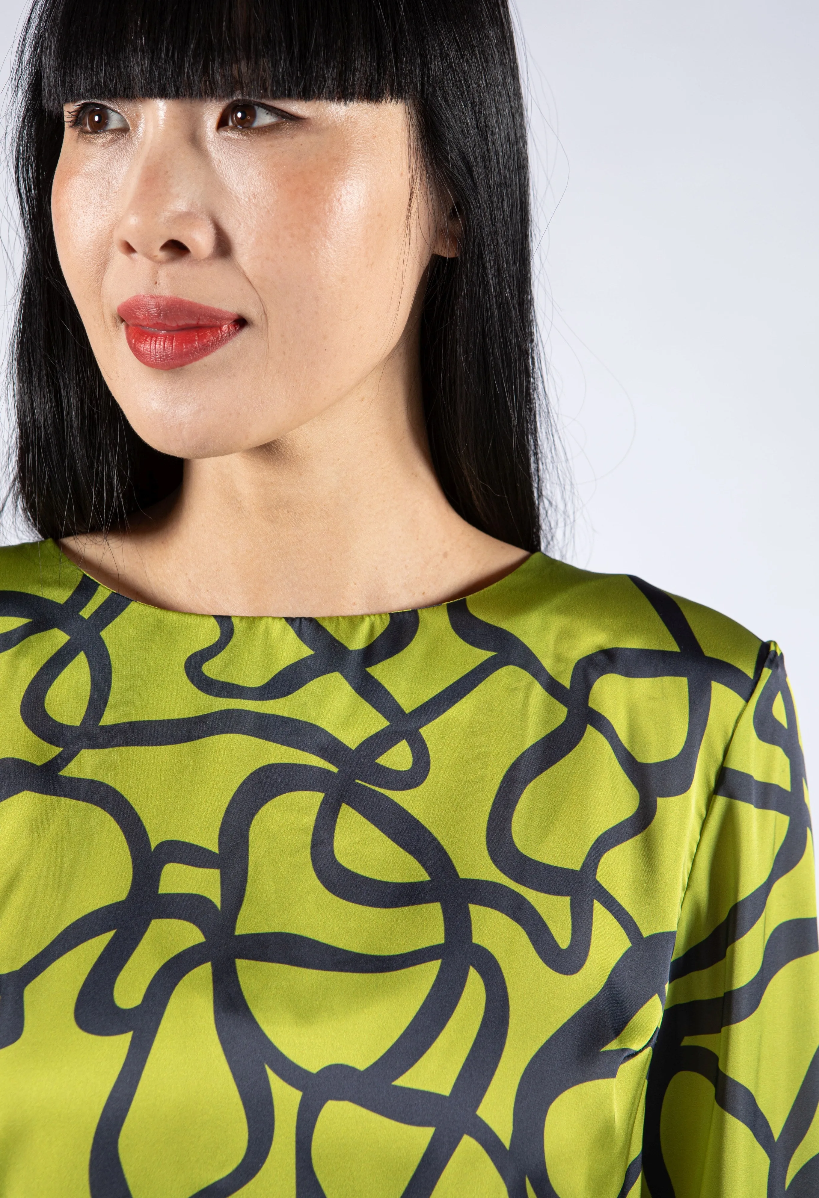 Abstract Print Satin Blouse