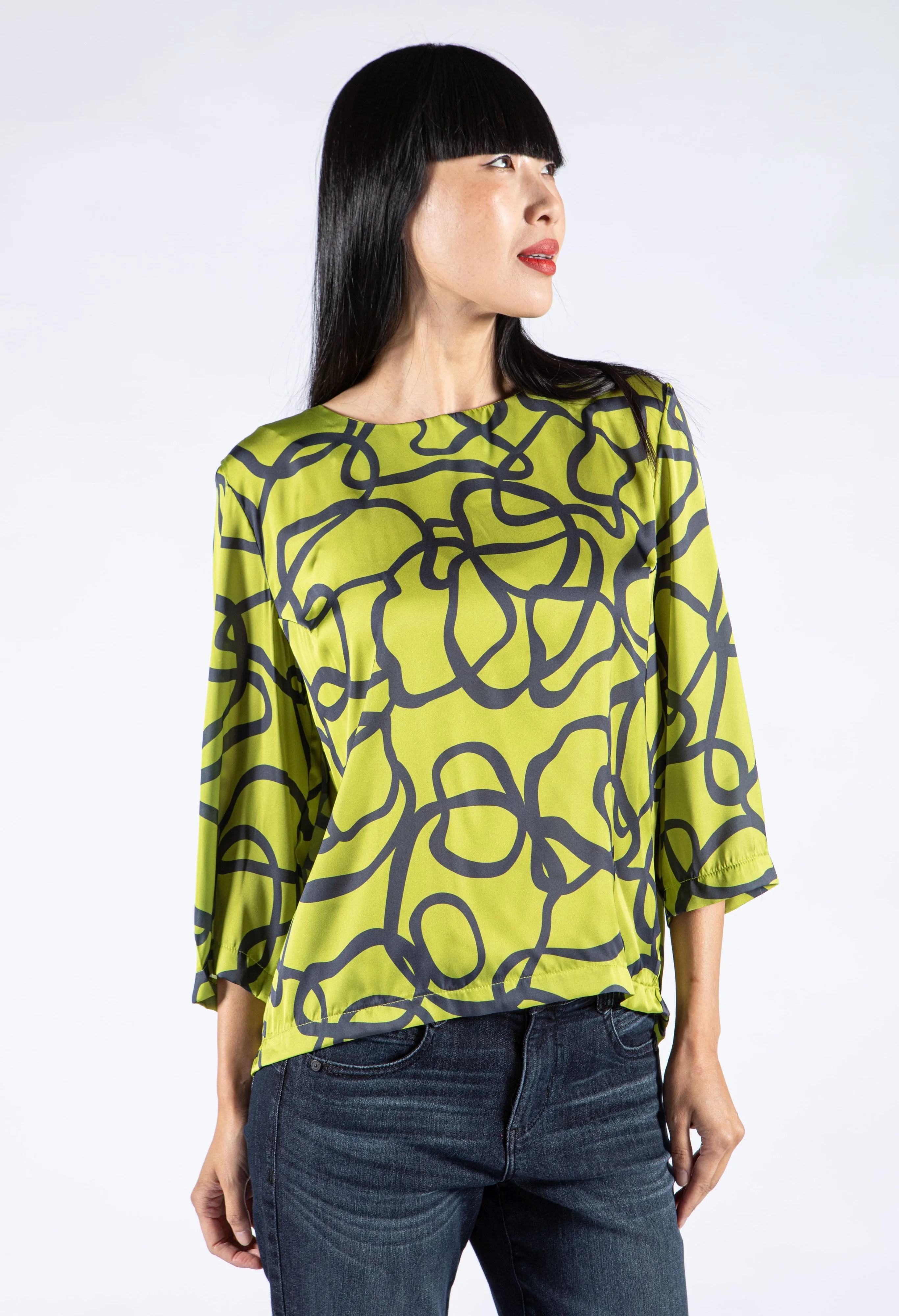 Abstract Print Satin Blouse