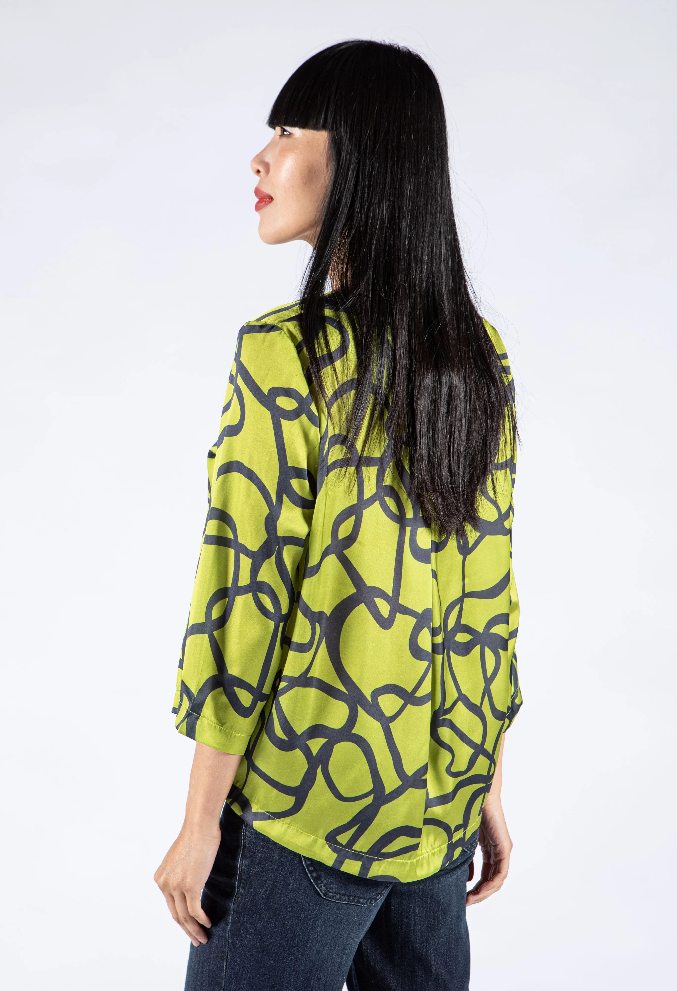 Abstract Print Satin Blouse