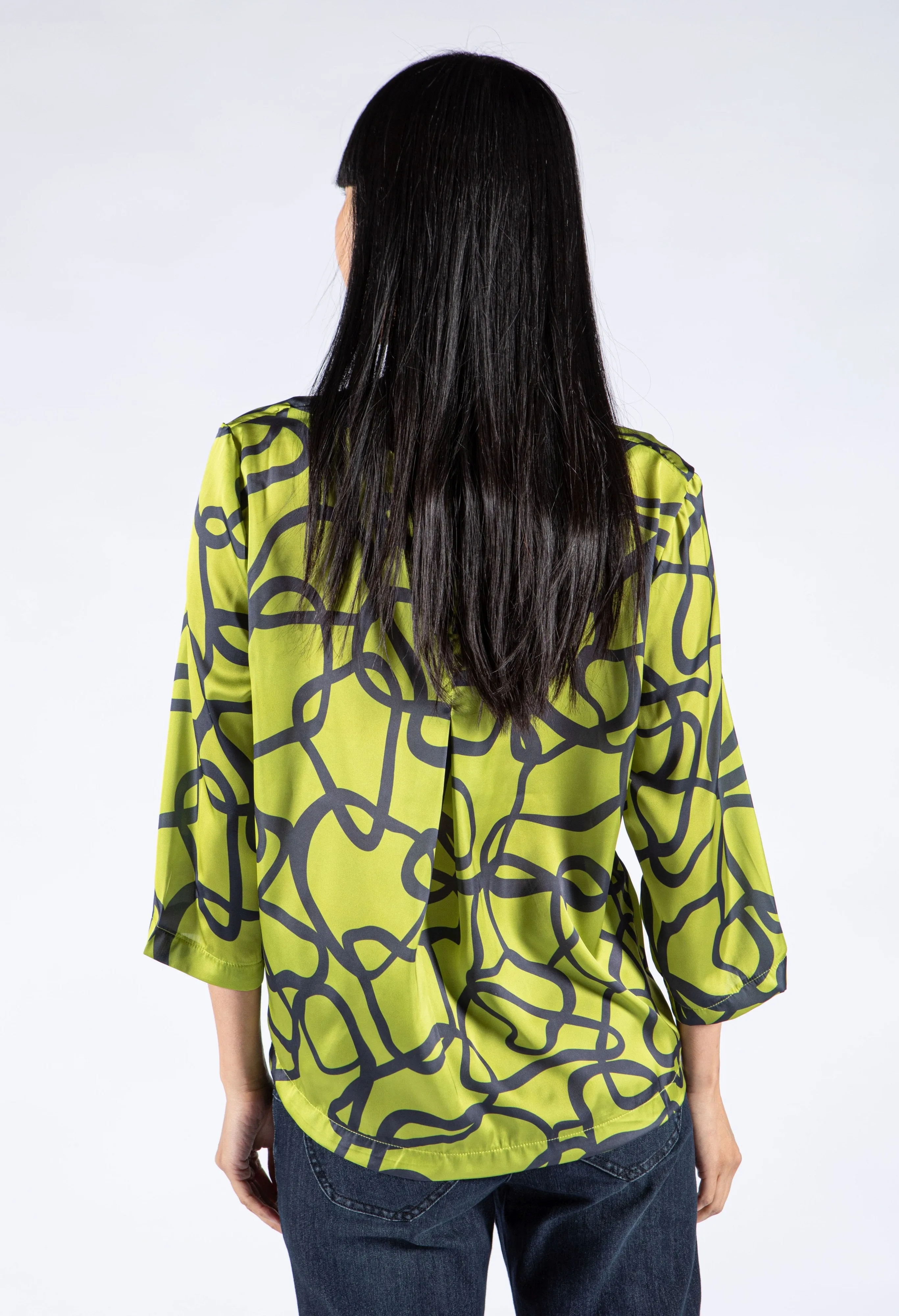 Abstract Print Satin Blouse