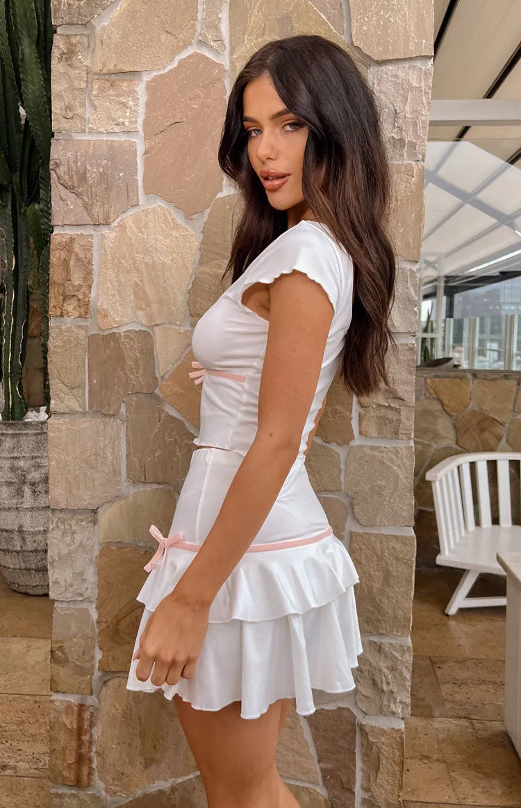 Alayna White Bow Mini Skirt