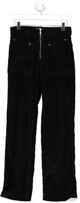 Ba&sh Black Fare Cotton-corduroy Straight-leg Pants UK 6