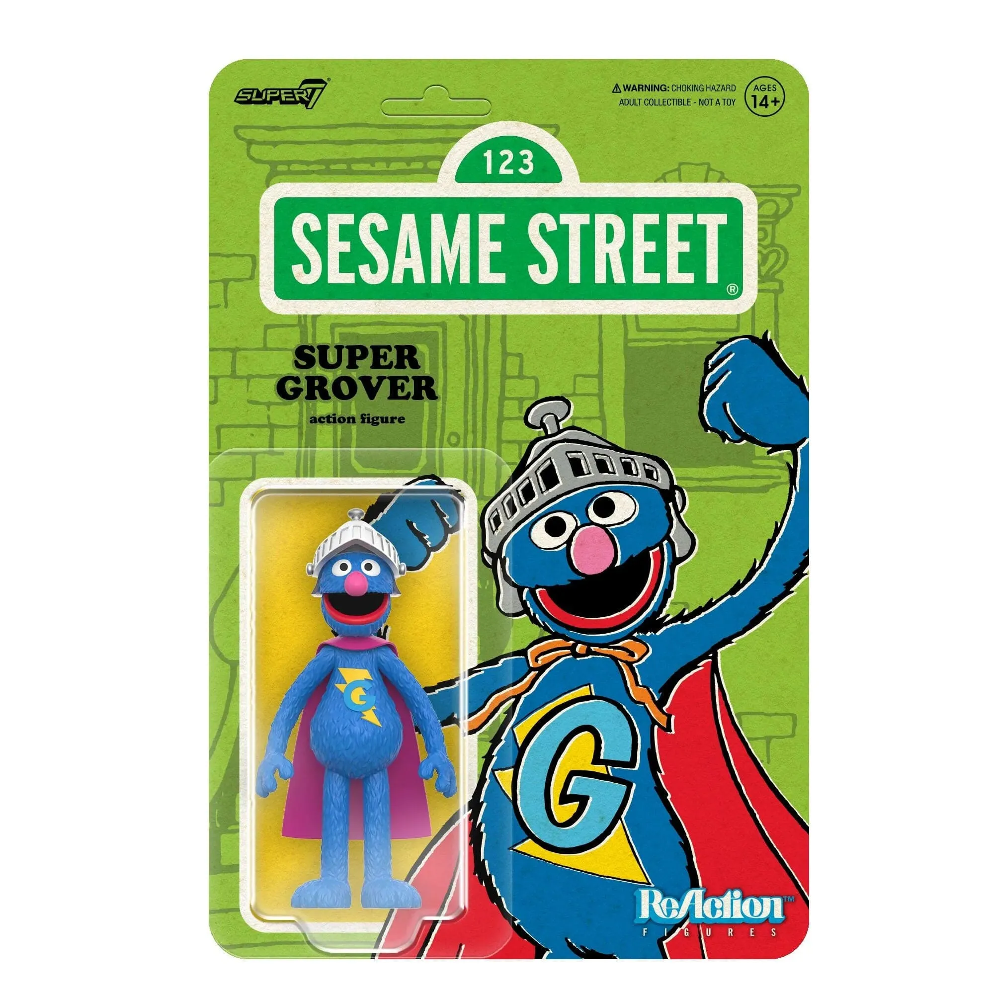 Big Bird   Super Grover Sesame Street Reaction Figure Wave 3 Combo by Super7