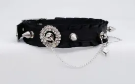 Black and Silver Spiked Sparkling Collar