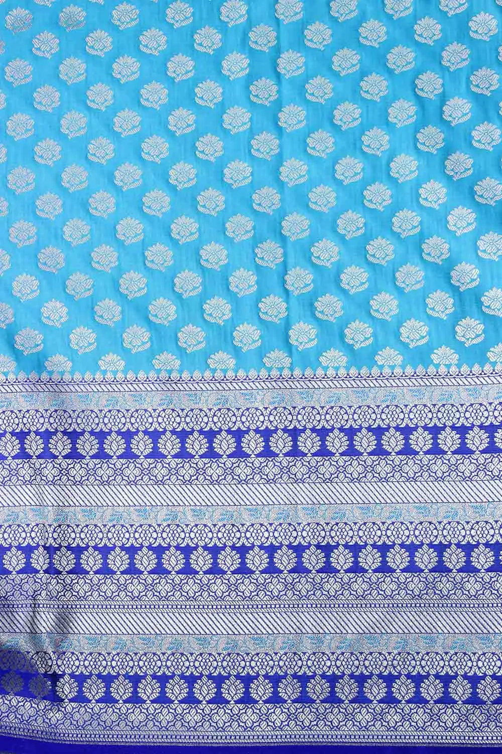 Blue Banarasi Silk Fabric ( 0.75 Mtr )