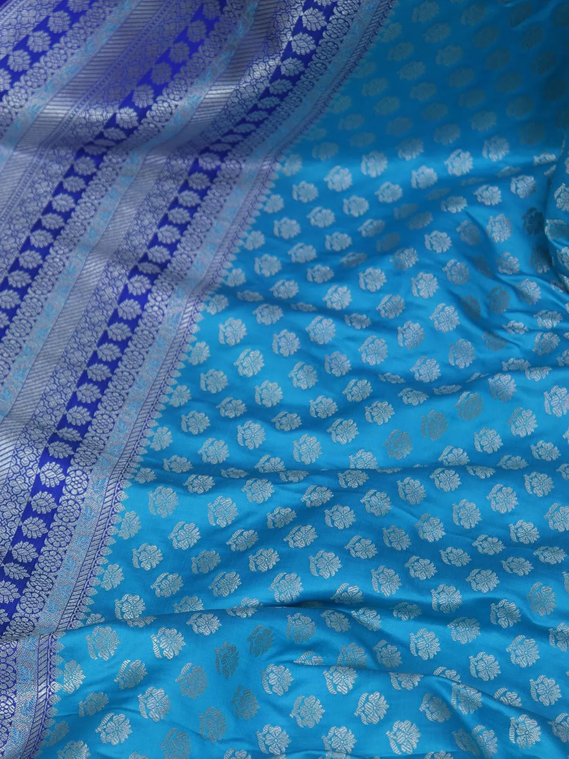 Blue Banarasi Silk Fabric ( 0.75 Mtr )