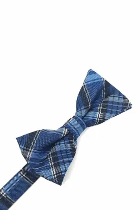 Blue Madison Plaid Kids Bow Tie