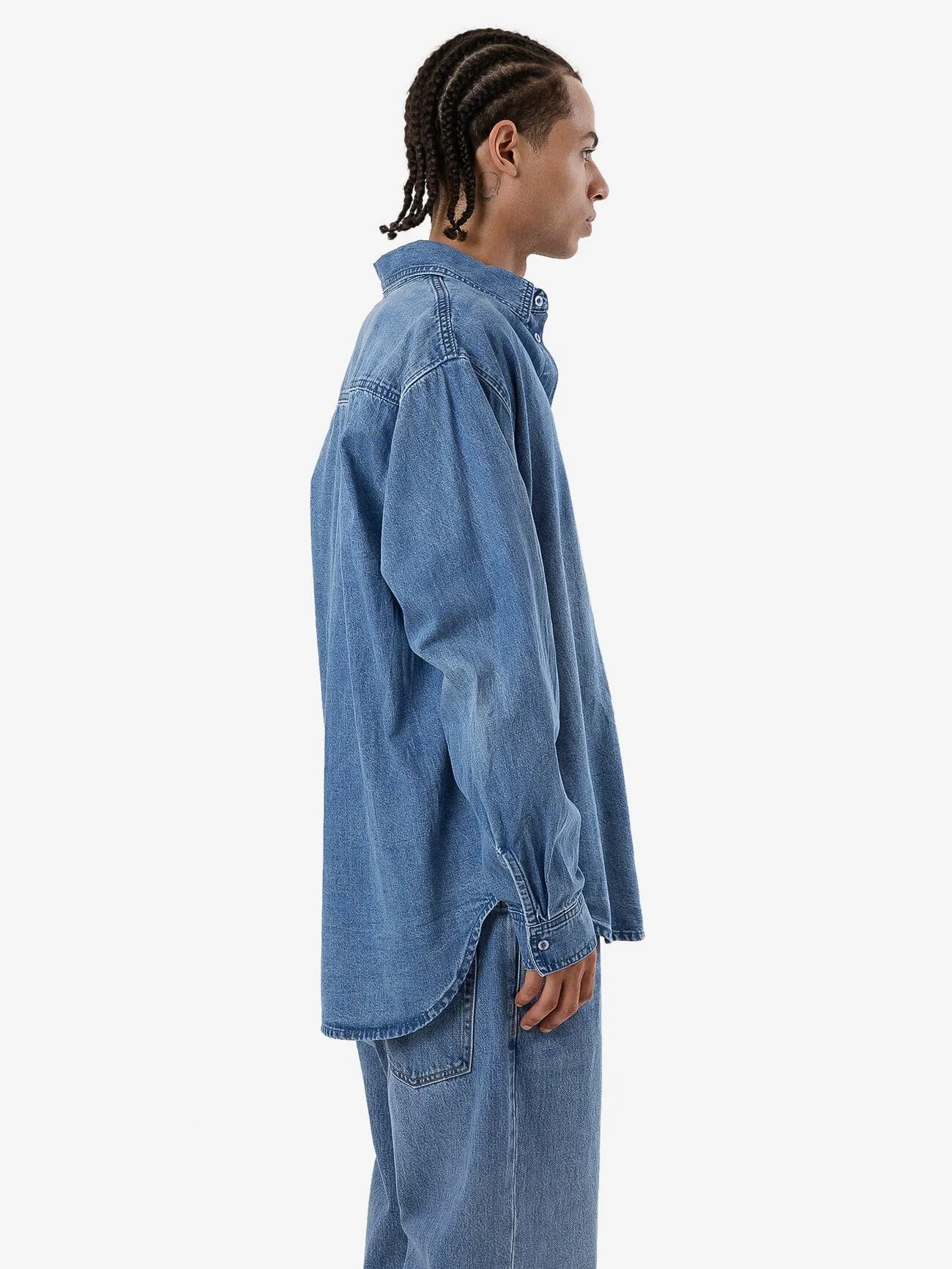 Canyon Oversize Long Sleeve Denim Shirt - Dark Dust Blue