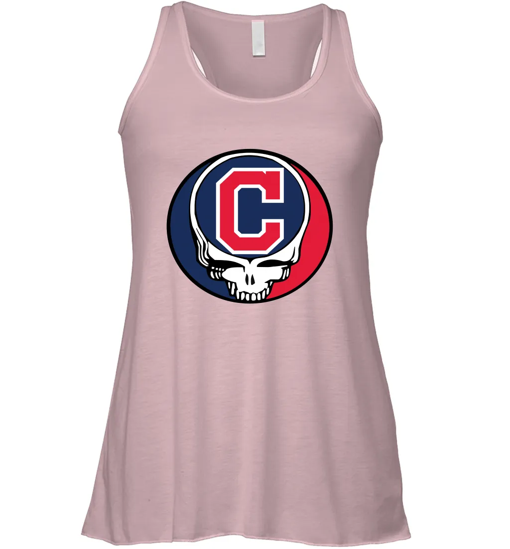 Cleveland Indians Grateful Dead Steal Your Face Baseball Womens Racerback Tank Top