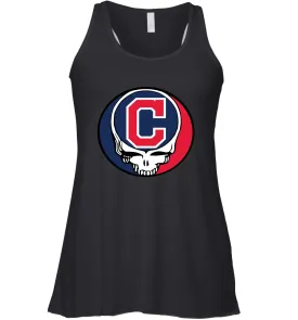 Cleveland Indians Grateful Dead Steal Your Face Baseball Womens Racerback Tank Top