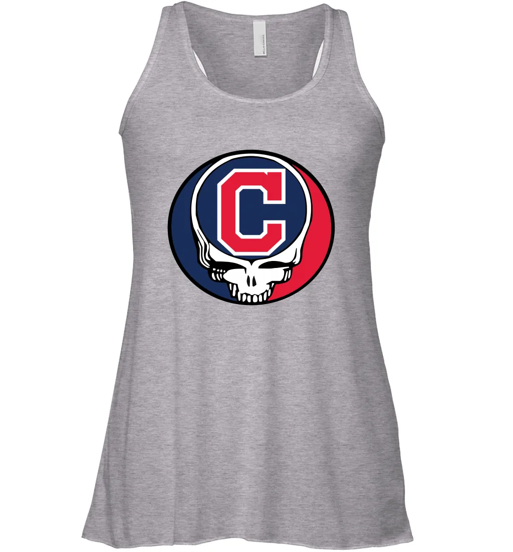 Cleveland Indians Grateful Dead Steal Your Face Baseball Womens Racerback Tank Top