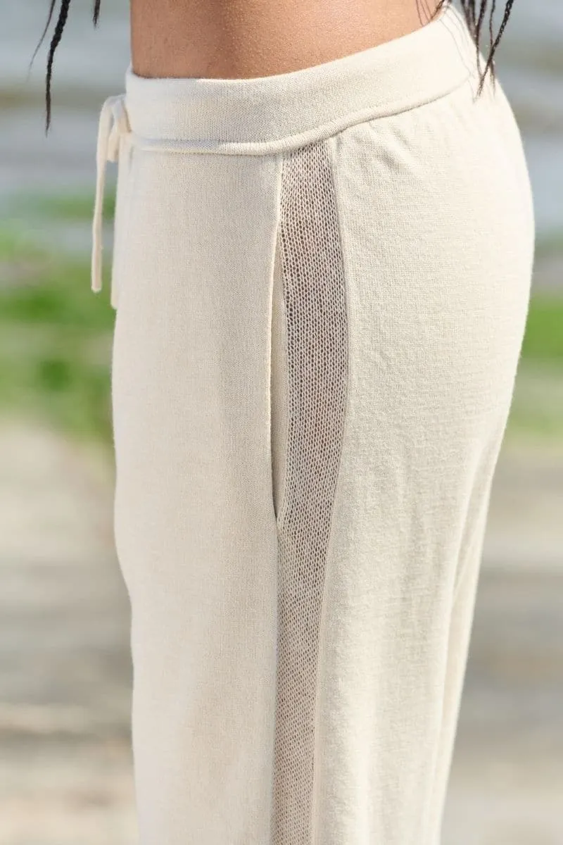 CREAM MESH PANTS