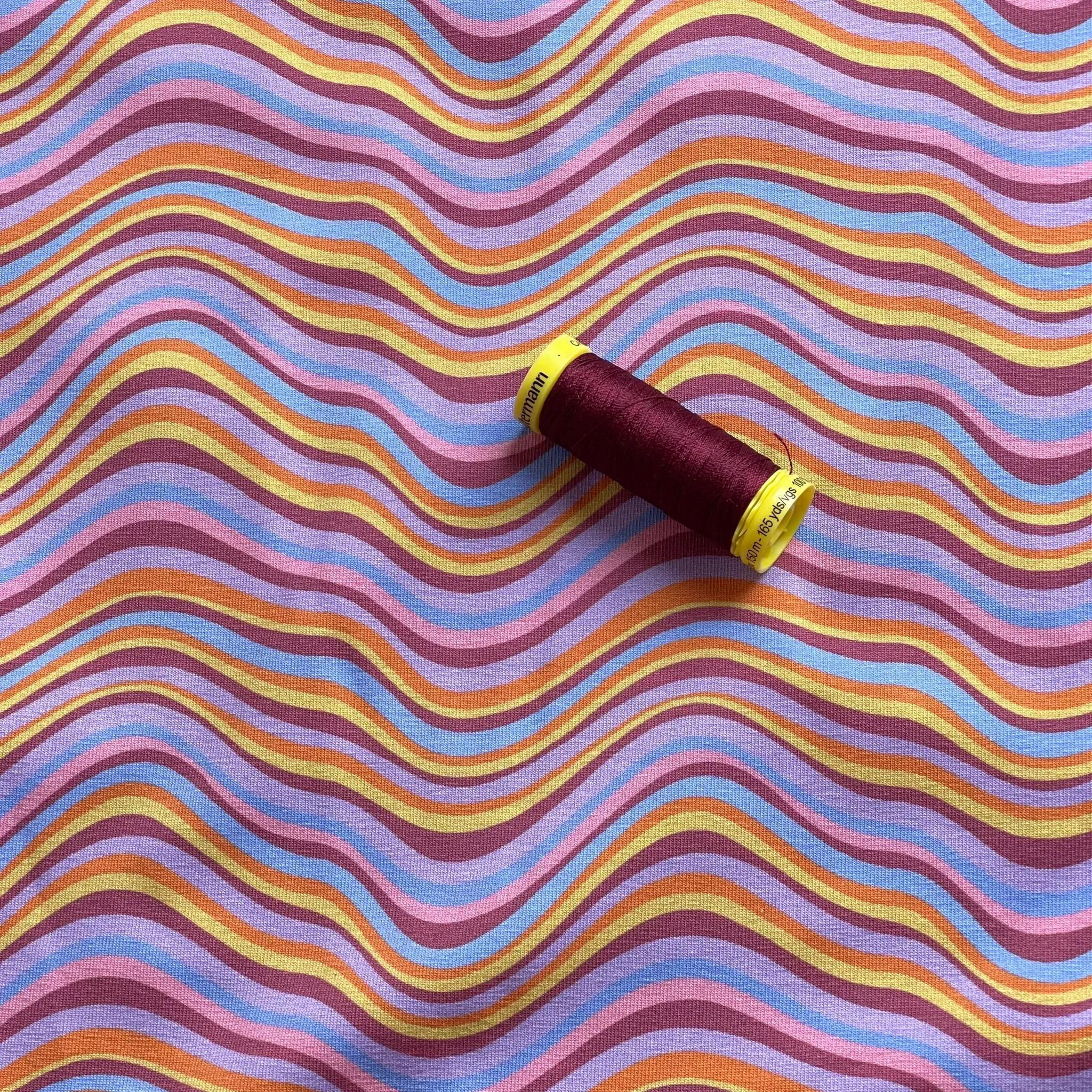 Danish Design - Rainbow Waves Cotton Jersey Fabric