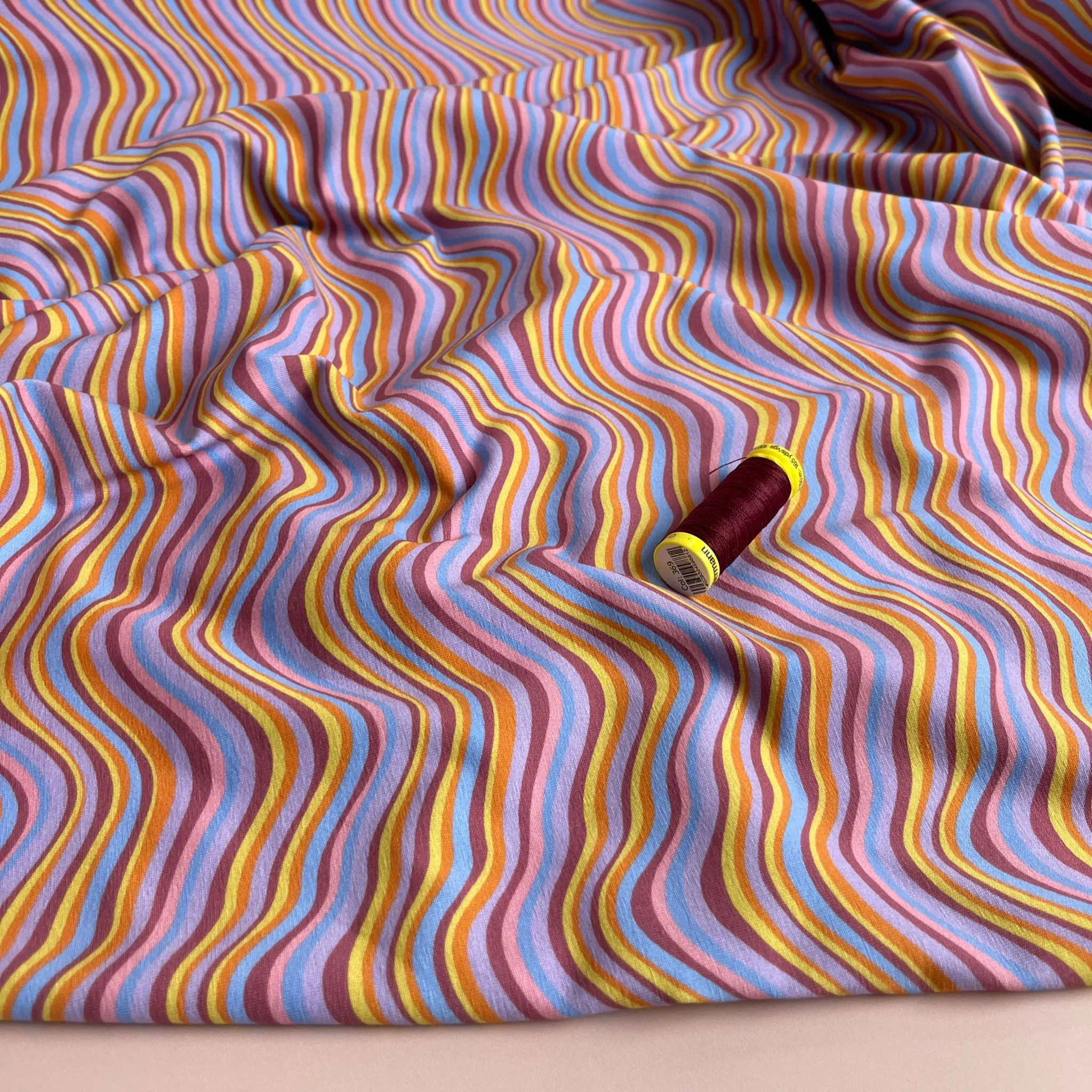 Danish Design - Rainbow Waves Cotton Jersey Fabric