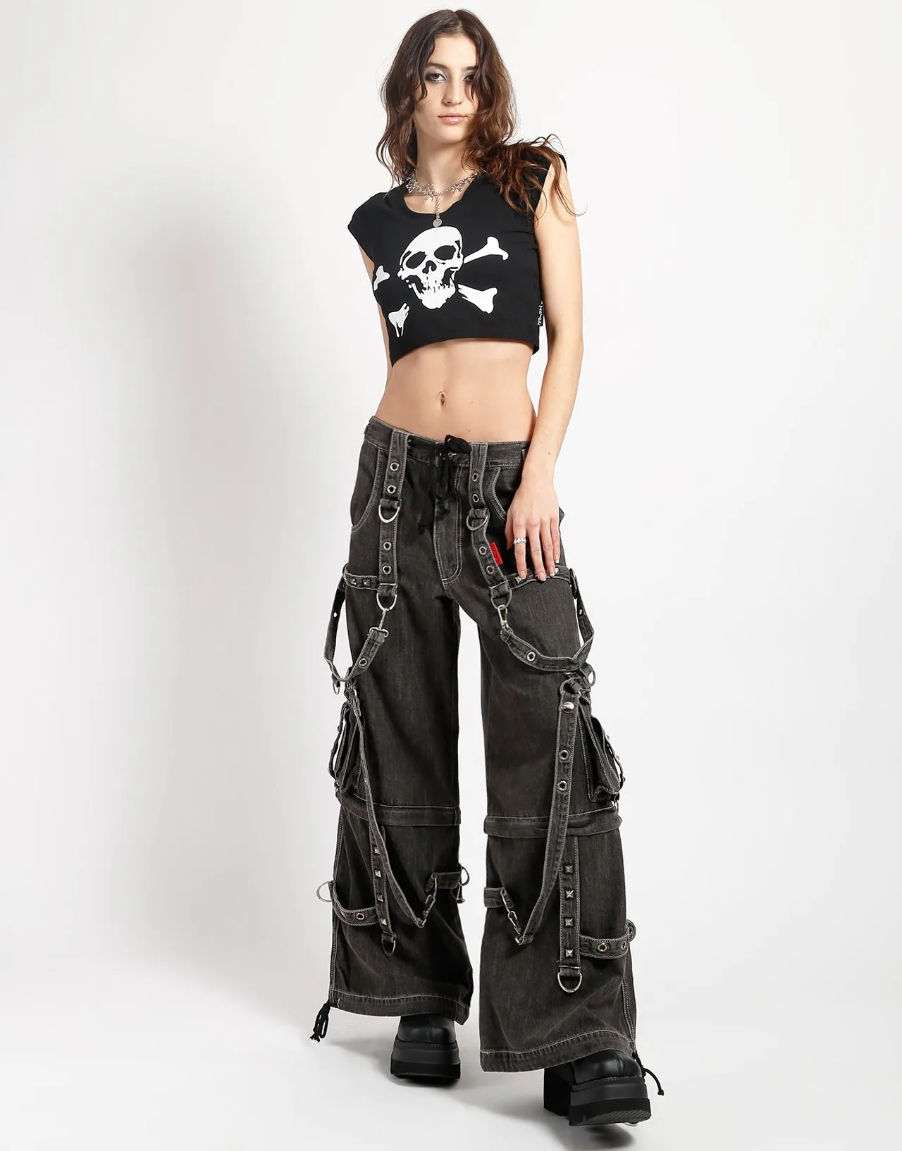 DENIM STRAP PANT BLACK