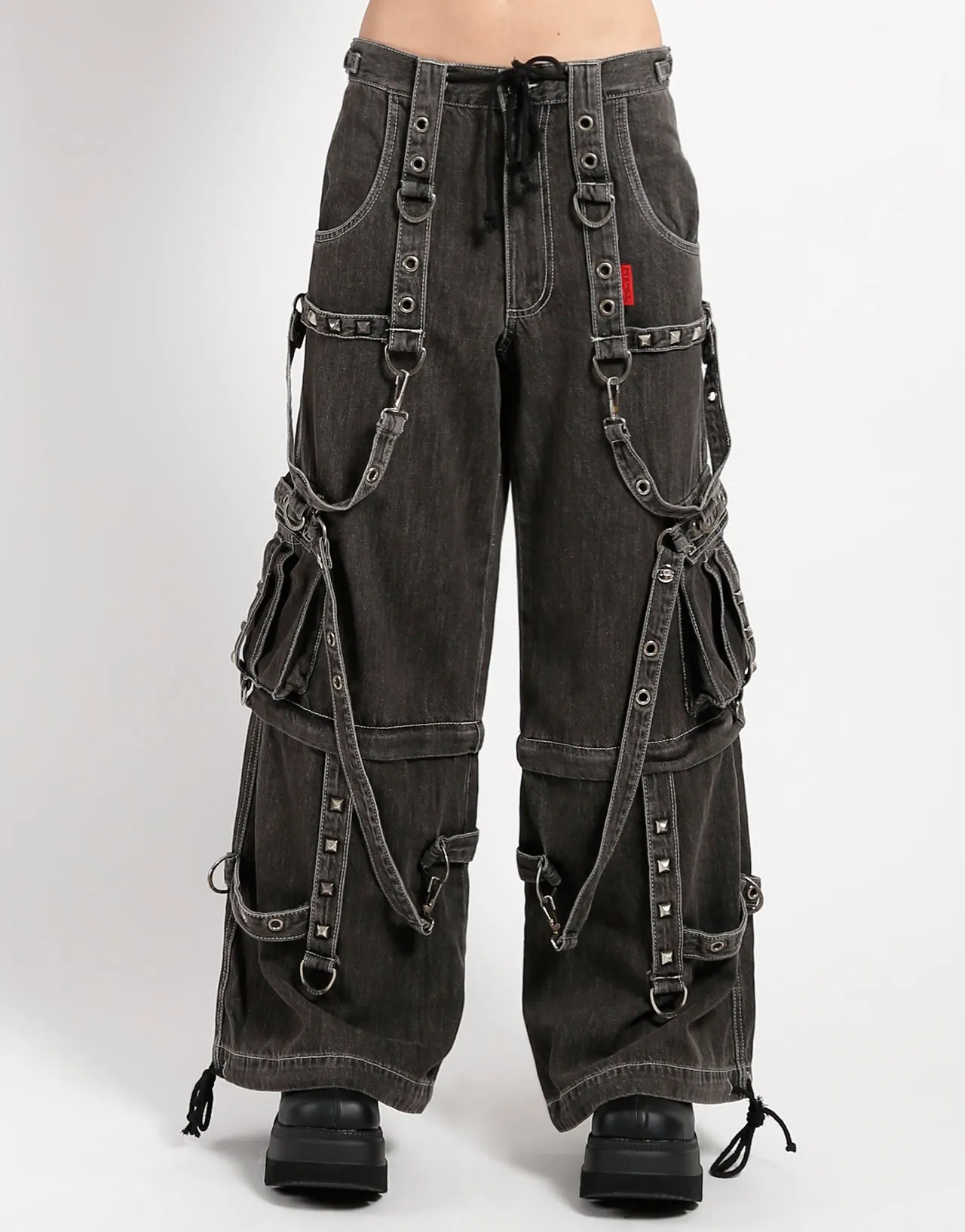 DENIM STRAP PANT BLACK