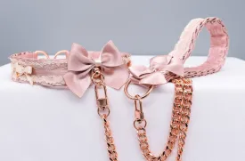 Dusty Rose and Cream Rose Gold Collar and Leash BDSM Set