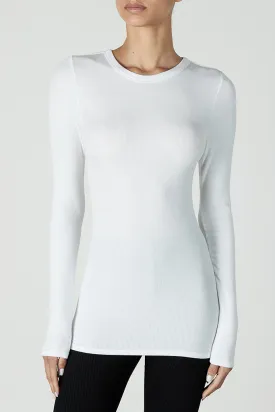 Enza Costa - Knit Long Sleeve Fitted U-Top - Cloud *FINAL SALE