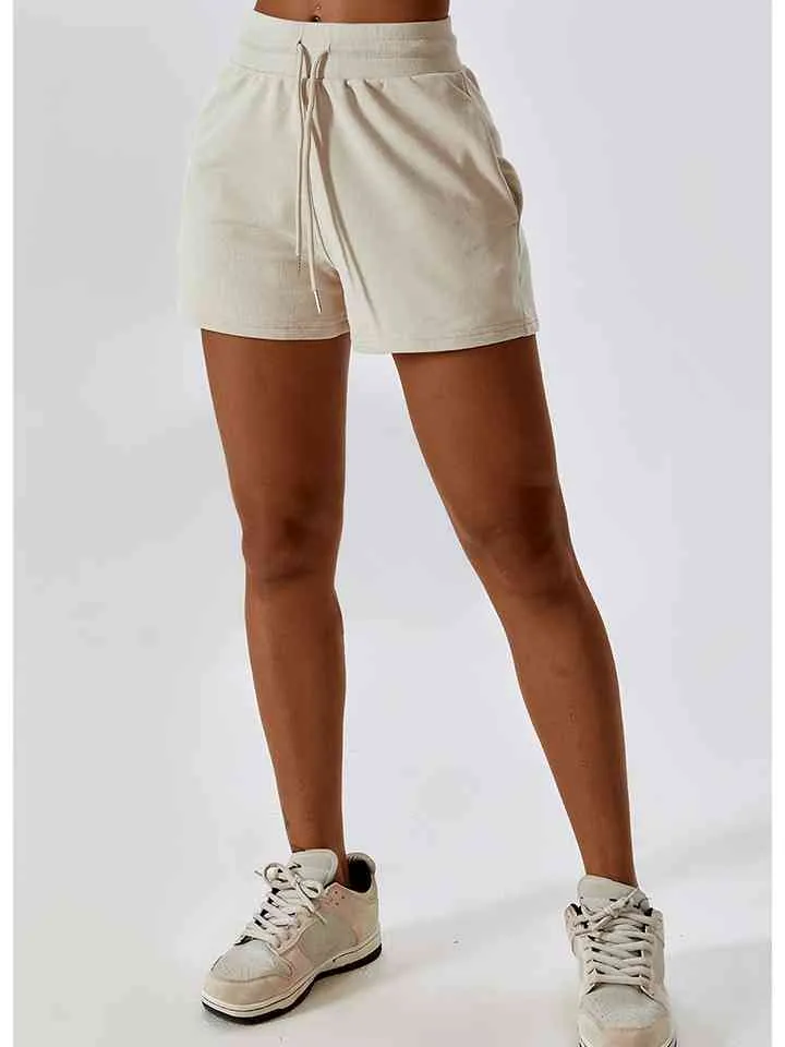 Ladies - Shorts - Drawstring Smocked Waist Sports Shorts