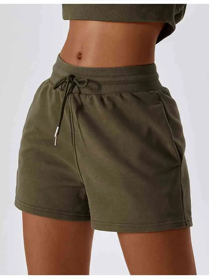 Ladies - Shorts - Drawstring Smocked Waist Sports Shorts