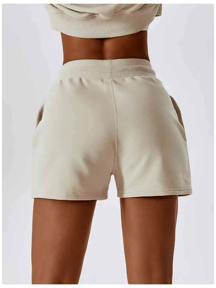 Ladies - Shorts - Drawstring Smocked Waist Sports Shorts