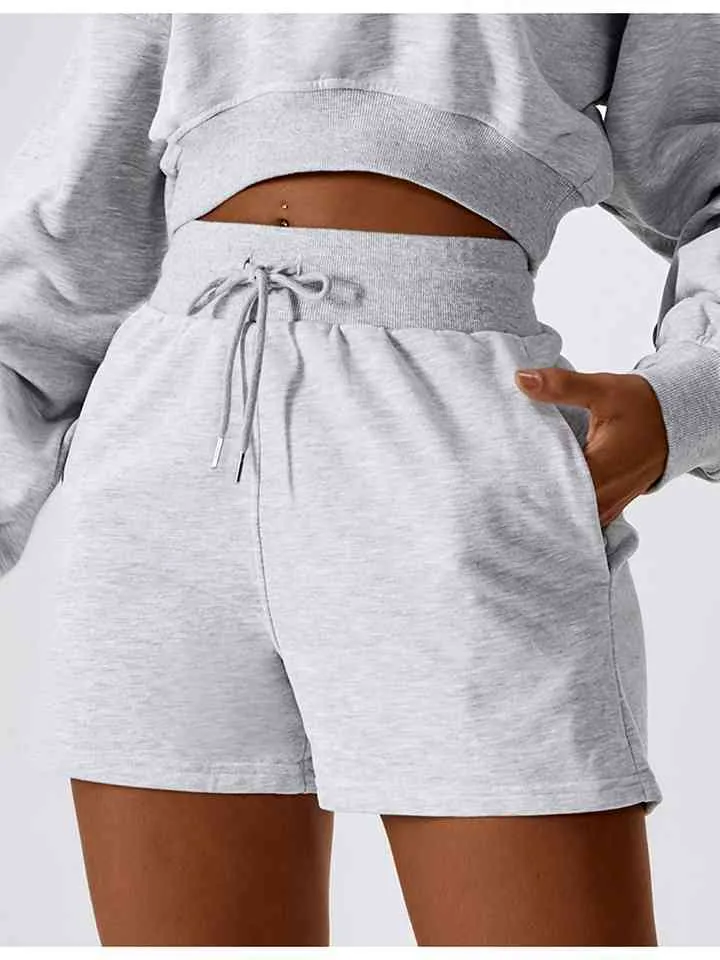 Ladies - Shorts - Drawstring Smocked Waist Sports Shorts