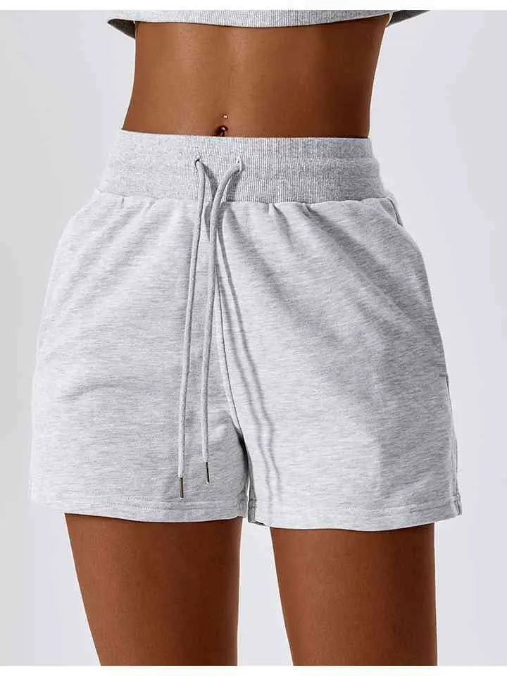 Ladies - Shorts - Drawstring Smocked Waist Sports Shorts