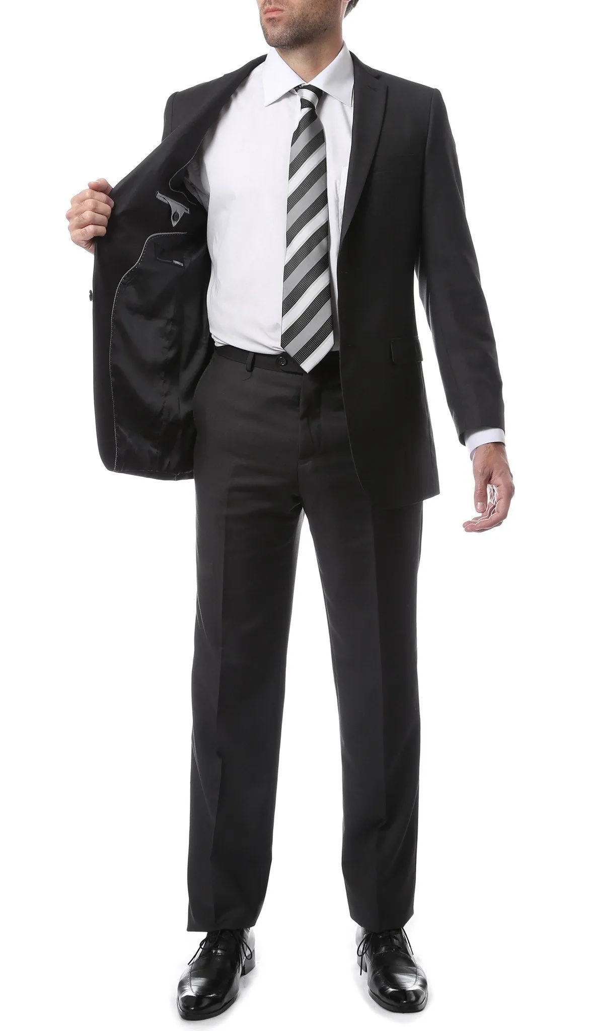 Mens 2 Button Charcoal Regular Fit Suit