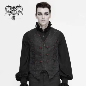 Men's Gothic Contrast Color Zip Jacquard Tailed Vests