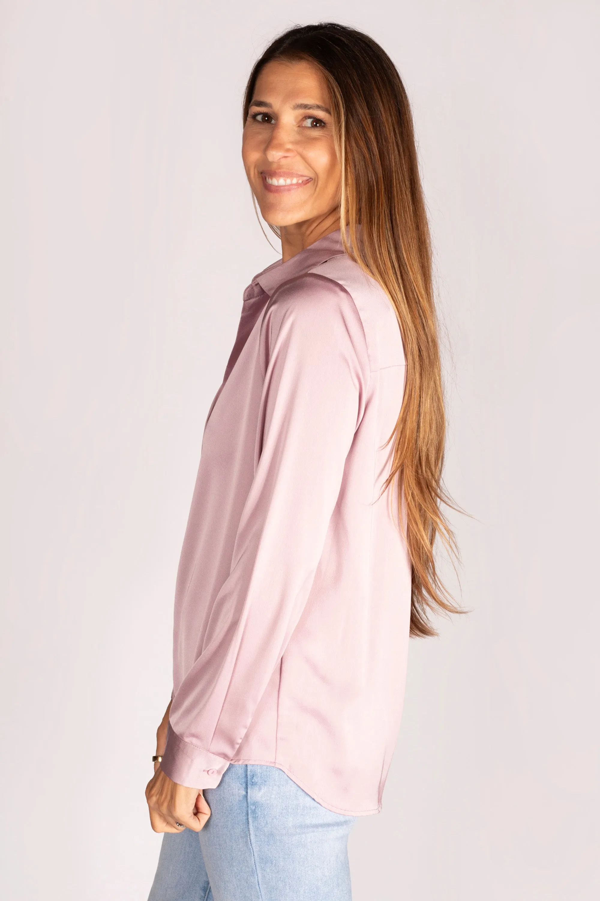 Mona Dusty Lilac Satin Top - FINAL SALE