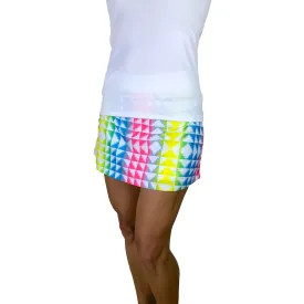 Neon Tetris Print Athletic Slim Golf Skirt w/ built in compression shorts and pockets