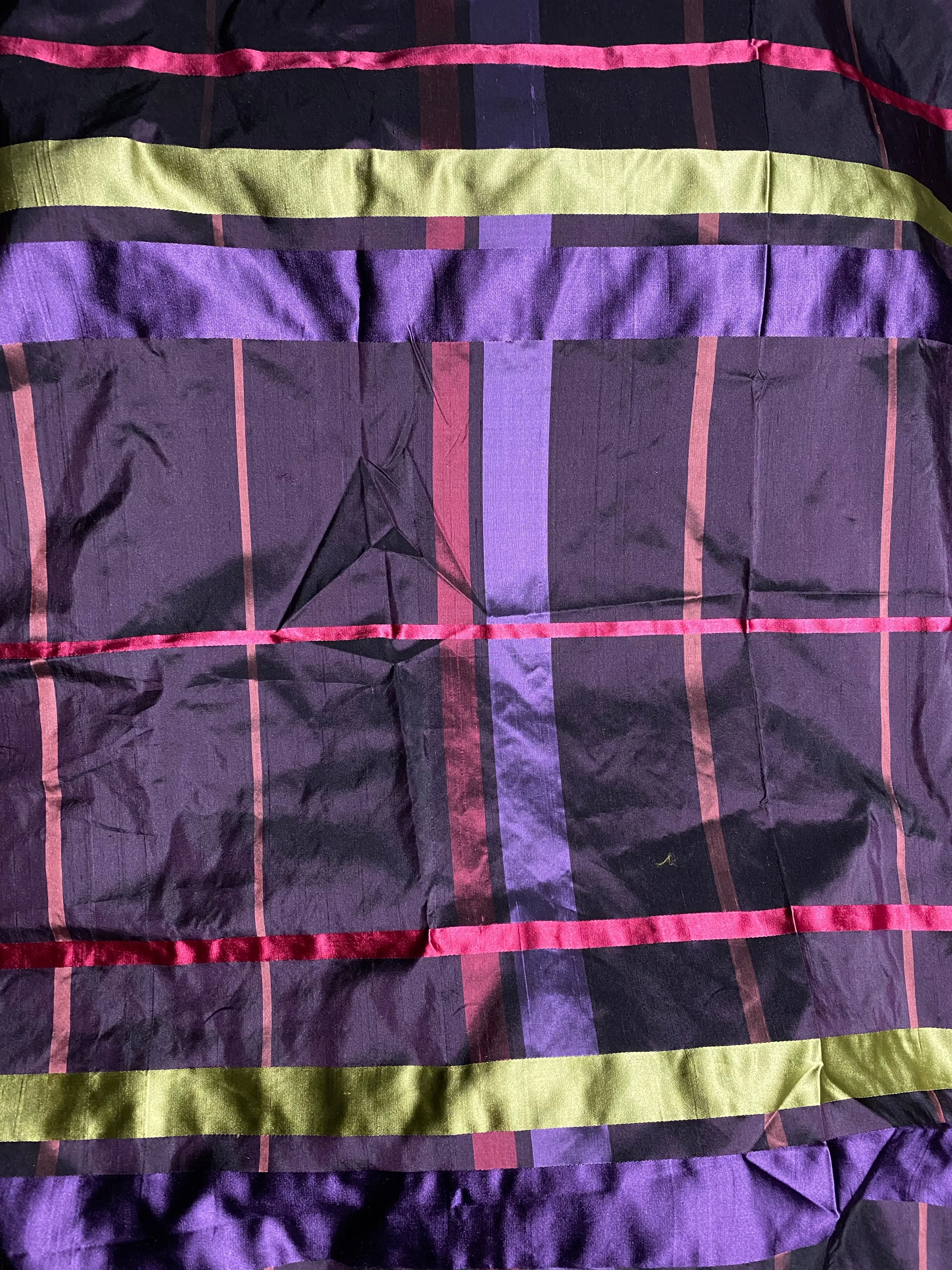 NEW Duchess Philippa Designer 100% Silk Dupioni Plaid Tartan Ribbon Fabric Purple