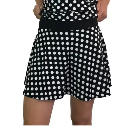 Polka Dot Athletic Flare Skirt w/ compression shorts and pocket- tennis skirt, golf skirt, running skirt