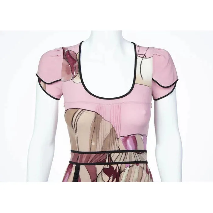 Prada James Jean Fairy Collection Pink Print Silk Dress | 38