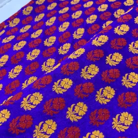 Purple Multicolor Floral Jacquard Silk Fabric