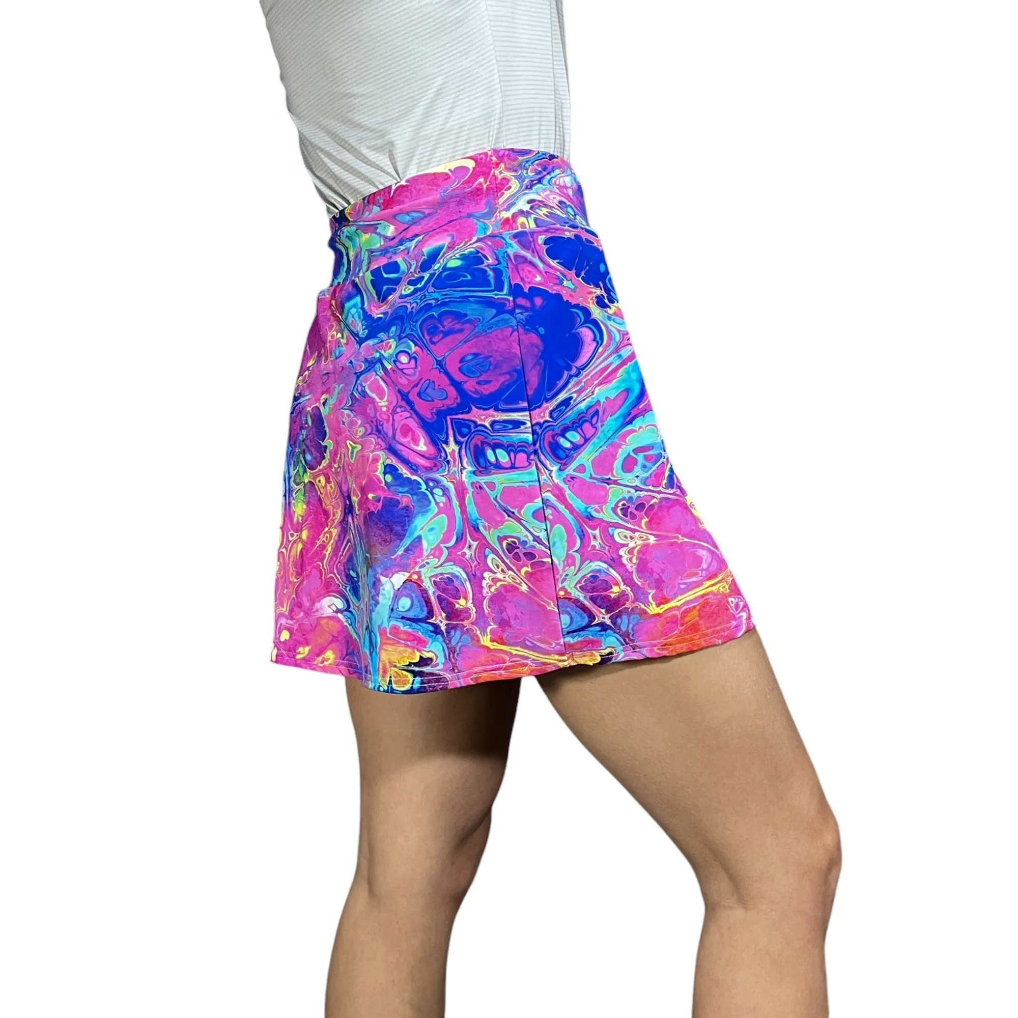 Rainbow Vapor Print Athletic Slim Golf Skort