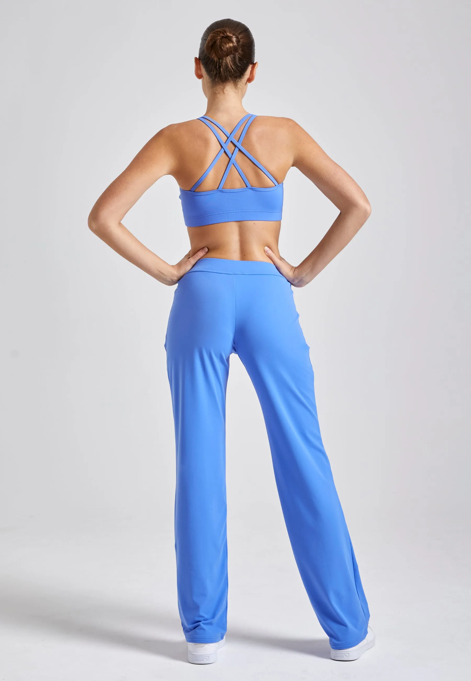 Tennis training pants long, cornflower blue